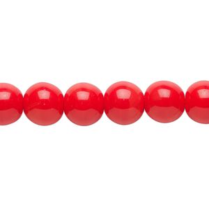 Bead, Czech glass druk, opaque orange, 10mm round. Sold per 15-1/2" to 16" strand.