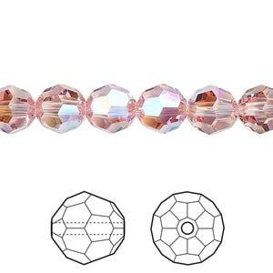 Bead 144pk light rose shimmer, Crystal Passions&reg; 8mm round 5000