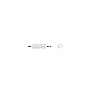 Bead 1pkg4 sterling silver, 6x2mm five-sided tube