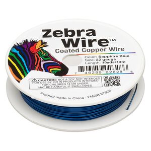 Wire, Zebra Wire&trade;, color-coated copper, sapphire blue, round, 22 gauge. Sold per 15-yard spool.