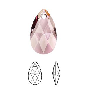 Drop 1pk crystal antique pink, Crystal Passions&reg; 22x13mm pendant pear 6106