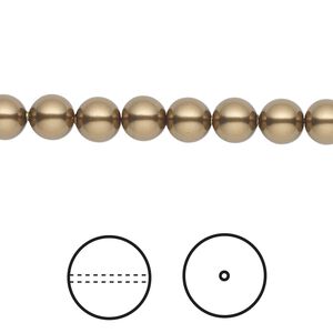 Pearl 500pk antique brass, Swarovski&reg; 6mm round 5810