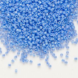 Seed bead, Delica&reg;, glass, pkg/250g, #11 round, opaque rainbow medium blue (DB-0167).