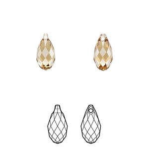 Briolette 24pk light Colorado topaz, Crystal Passions&reg; 11x5.5mm pendant drop 6010