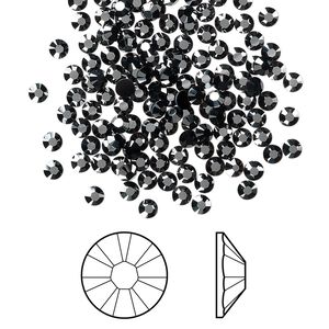 Flat back 1440pk jet hematite foil back, Swarovski&reg; 2.5-2.7mm rose round SS9 2058