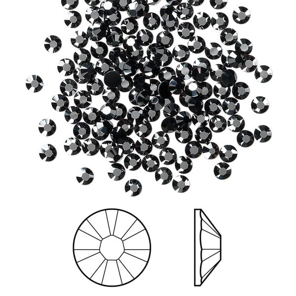 Flat back 1440pk jet hematite foil back, Swarovski&reg; 2.5-2.7mm rose round SS9 2058 image number 0