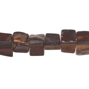 Mother-of-pearl shell 1pkg1, triangle tube bead 14 inch dark brown 8x7mm-12x8mm