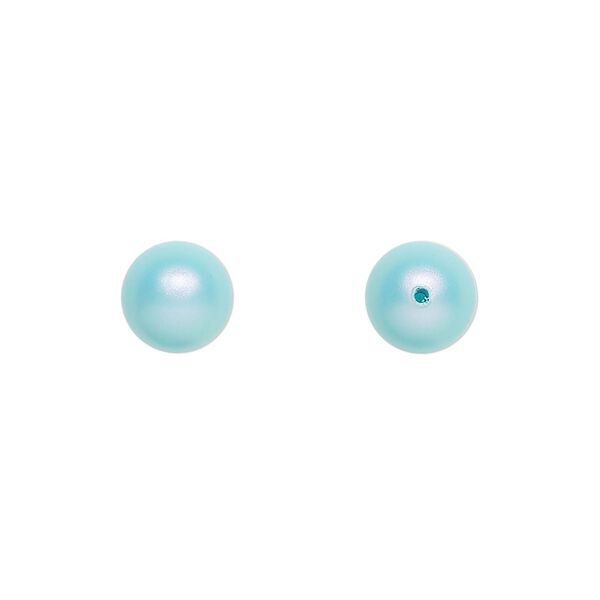 Pearl 250pk iridescent light turquoise, Swarovski&reg; 8mm half-drilled round 5818 image number 0
