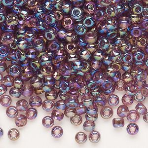 Seed bead, Dyna-Mites&trade;, glass, transparent rainbow lilac, #6 round. Sold per 1/2 kilogram pkg.