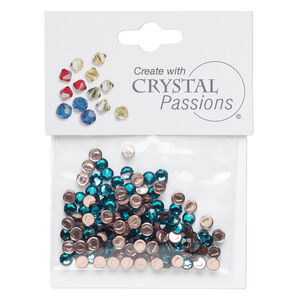 Flat back 1pkg144 blue zircon, Crystal Passions&reg; rhinestone 3.80-4.00mm hotfix round SS16