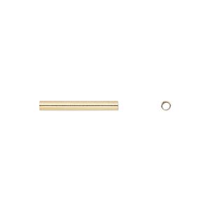 Bead 1pkg100 gold-plated, 16x2mm tube, brass