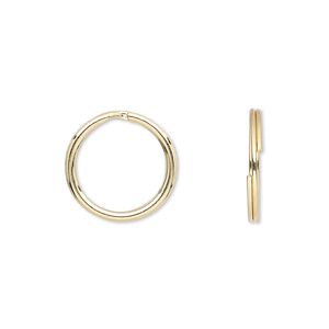 Split ring 1pkg100 gold-finished, 15mm round, 13.6mm inside diameter / steel