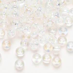 Seed bead, Preciosa Ornela, glass, translucent rainbow crystal clear, #2 rocaille. Sold per 50-gram pkg.