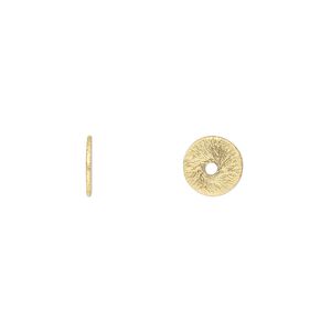 Bead 1pkg20 gold-finished, 8x1mm heishi, brushed brass