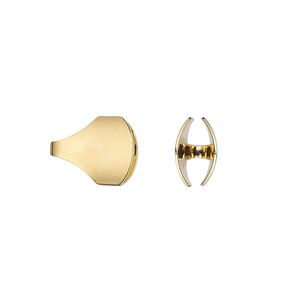 Cord end glue-in 1pkg6 gold-finished, 14x11mm / 10x5mm inside diameter, brass