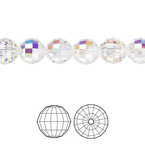 Bead 36pk crystal AB, Crystal Passions&reg; 8mm chessboard round 5005