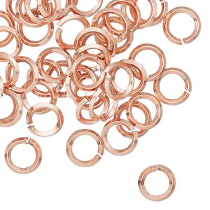 Jump ring 1pkg50 copper, 8mm hand-cut round / diamond wire, 16 gauge / 5.2mm inside diameter