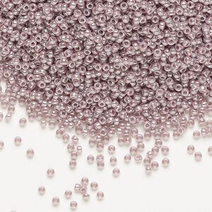 Seed bead, Miyuki, glass, pkg/35g, #15 rocaille, opaque luster lavender (RR-437).