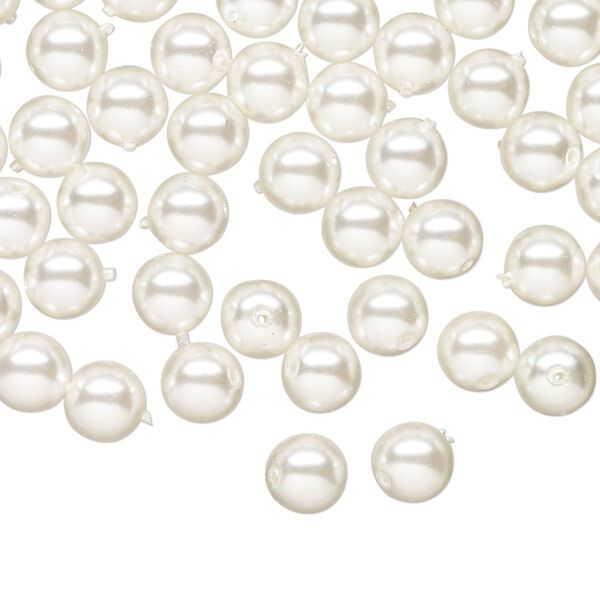 Bead druk Czech pearl-coated glass 60pk 6mm round, opaque white image number 0
