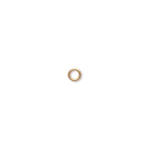 Jump ring 1pkg500 gold-plated, 4mm round, 22 gauge / 2.6mm inside diameter / brass