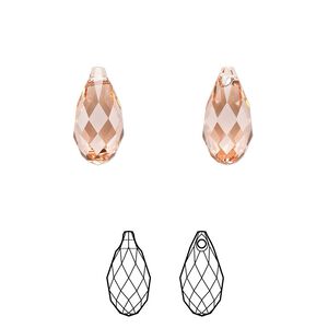 Briolette 144pk rose peach, Swarovski&reg; 13x6.5mm pendant drop 6010