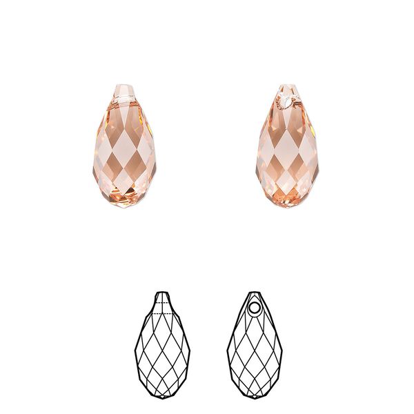 Briolette 144pk rose peach, Swarovski&reg; 13x6.5mm pendant drop 6010 image number 0