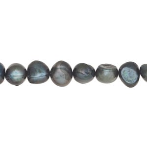 Freshwater 1pkg1, flat-sided potato pearl, 15 inch blue spruce 7-9mm cultured