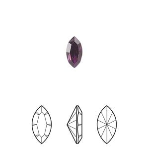 Fancy stone 48pk amethyst foil back, Crystal Passions&reg; 5x2.5mm navette 4228