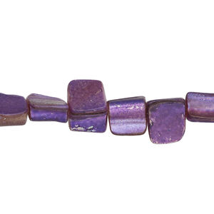 Mother-of-pearl shell 1pkg1, triangle tube bead 15 inch dark bright purple 7x7mm-12x9mm