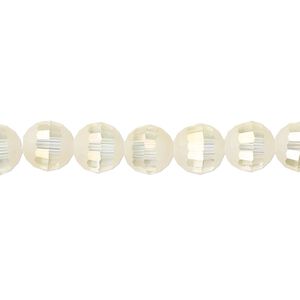 Bead 1pk 96 facets translucent crystal opal AB half-matte, Celestial Crystal&reg; 8mm round 8 inch
