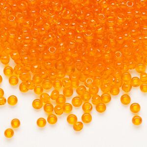 Seed bead, Preciosa Ornela Czech glass, pkg/500g, #8 rocaille, transparent orange, (90000).
