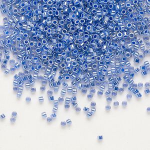 Seed bead, Delica&reg;, glass, pkg/7.5g, #11 round, opaque inside dyed color luster blue (DB-0243).
