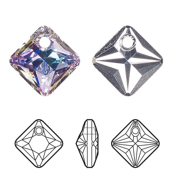Drop 4pk crystal vitrail light P, Crystal Passions&reg; 9mm pendant princess cut 6431 image number 0