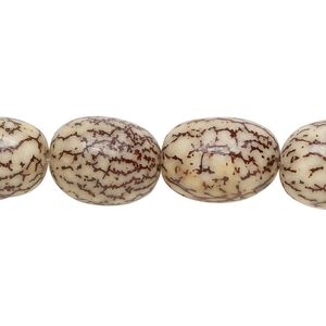 Bead, betel nut (waxed), 15x10mm-19x13mm oval. Sold per 15-1/2" to 16" strand.
