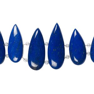 Lapis lazuli 1pkg10, flat teardrop bead natural B+ grade, graduated