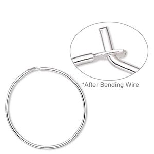 Earring hoop 1pkg50 sterling silver, 19mm round, 25 pair