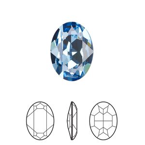 Fancy stone 1pk cool blue foil back, Crystal Passions&reg; Regenerated 18x13mm oval 4120