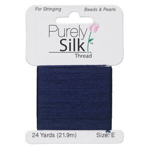 Thread, Purely Silk&trade;, navy blue, size E. Sold per 24-yard card.