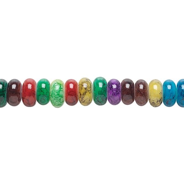 Bead, glass, jewel tones, 6x3mm rondelle. Sold per 36-inch strand. image number 0