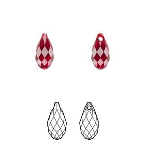 Briolette 2pk Siam, Crystal Passions&reg; 11x5.5mm pendant drop 6010