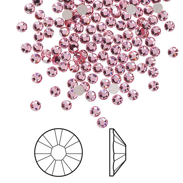 Flat back 1440pk light rose foil back, Swarovski&reg; 2.5-2.7mm rose round SS9 2058 image number 0