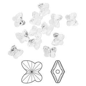 Bead 48pk crystal, Crystal Passions&reg; 10x9mm butterfly 5754