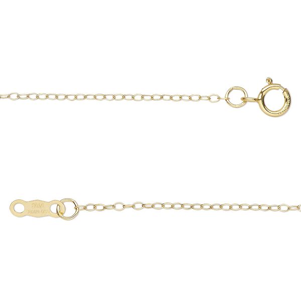 Chain 1pkg1 14Kt gold-filled cable, 1.2mm / springring clasp, Gossamer&trade; 16 inch image number 0