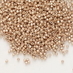 Seed bead, Delica&reg; 1pkg7.5g glass, #11 round, opaque semi-matte galvanized champagne / outside dyed (DB-1152)