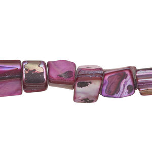 Mother-of-pearl shell 1pkg1, triangle tube bead 15 inch dark raspberry 8x7mm-14x9mm