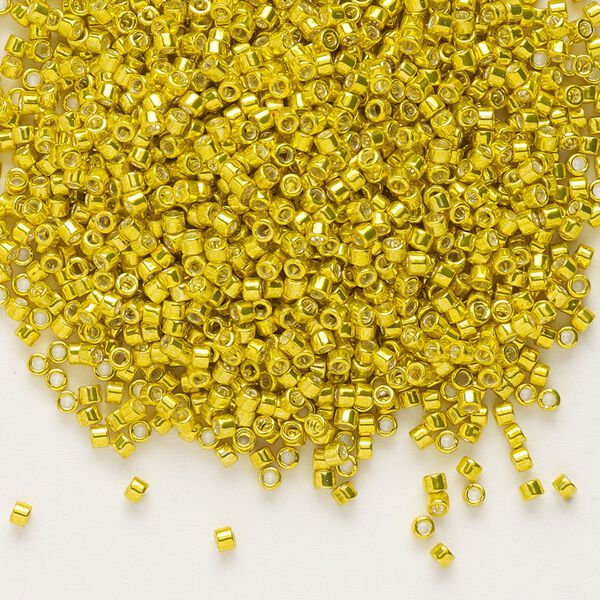 Seed bead, Delica&reg; 1pkg250g glass, #11 round, opaque galvanized lemon / outside dyed (DB-0424) image number 0
