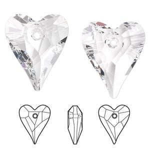 Drop 1pk crystal, Crystal Passions&reg; 27x22mm pendant wild heart 6240