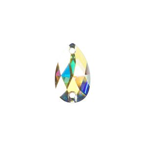 Sew-on 72pk crystal AB foil back, Swarovski&reg; 18x10.5mm pear 3230