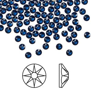 Flat back 144pk dark sapphire foil back, Crystal Passions&reg; Regenerated 3-3.2mm rose round SS12 2088
