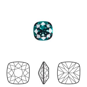 Fancy stone 144pk emerald foil back, Swarovski&reg; 10mm cushion 4470